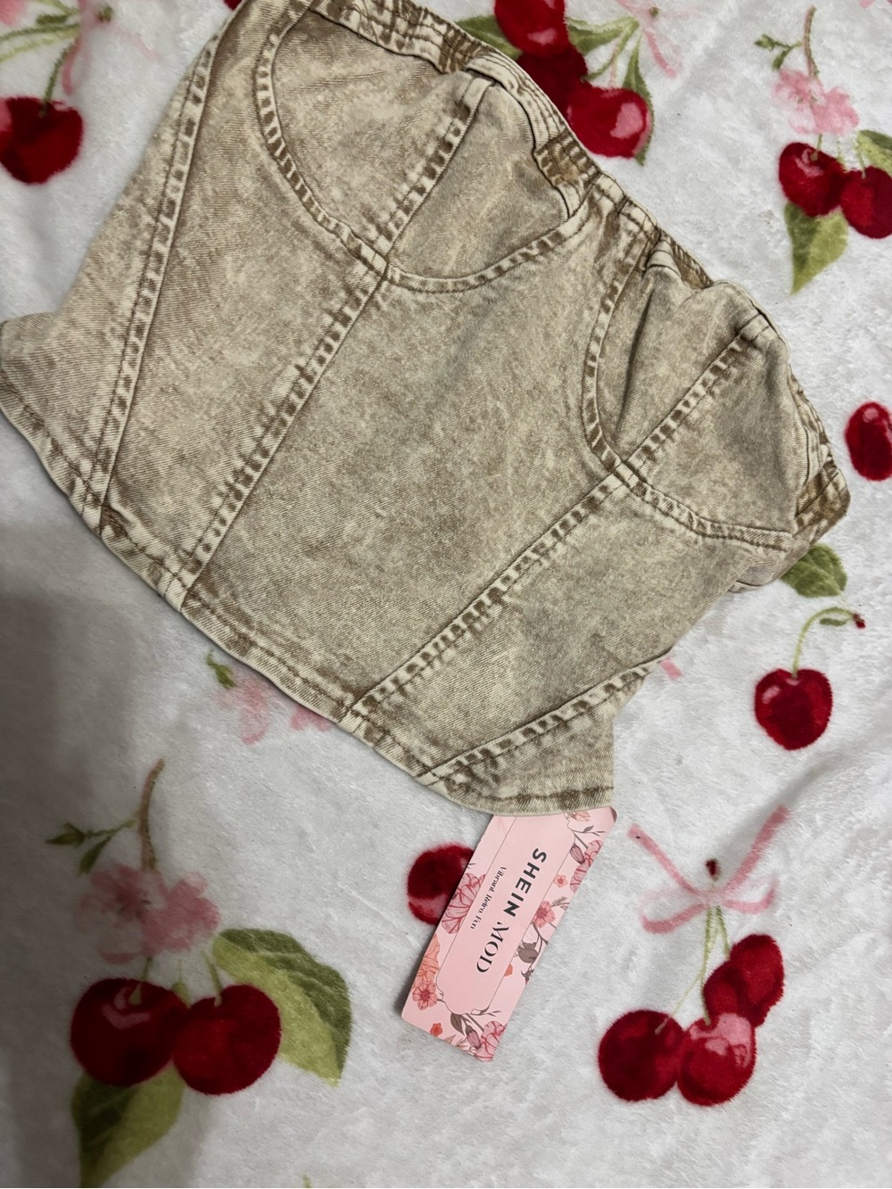 SHEIN Beige Washed Denim Kids Shorts